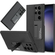 Compatible Samsung Galaxy S24 Ultra Carbon Fiber Case with Stand,Shockproof Leather Galaxy S24 Ultra Case with Stand,Protective Kickstand Case for Samsung S24 Ultra Phone Case Carbon Fiber Men