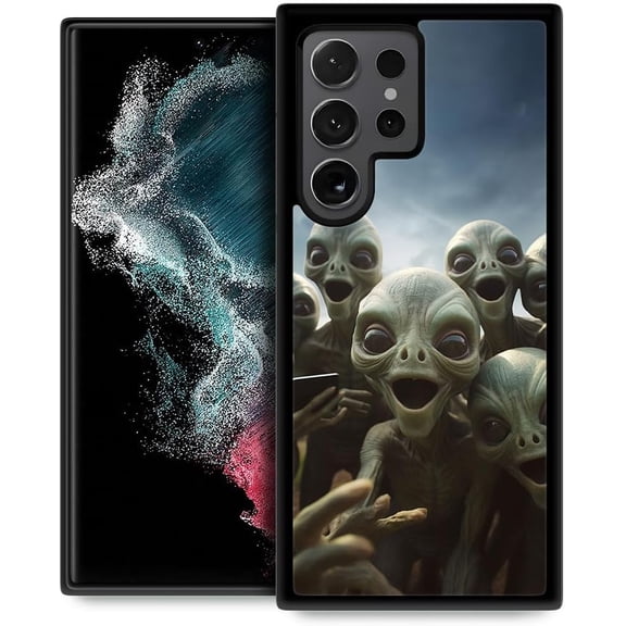 Compatible with Samsung Galaxy S24 Ultra Case, Alien Selfie Anti-Skid and Shockproof Protective Case for Men/Women, Soft Silicone Rubber+Hard PC Back Cover Compatible with Samsung S24 Ultra