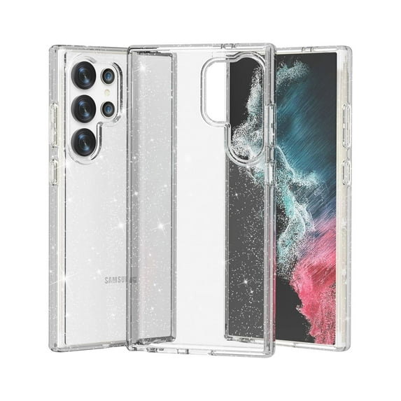 Compatible with Samsung Galaxy S24 Ultra Case, Clear Glitter Soft TPU Shockproof Protective Bumper Cover, Sparkle Bling Sparkly Cute Slim Women Girls Phone Case for Samsung S24 Ultra, White