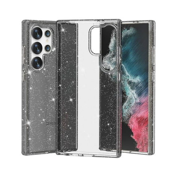 Compatible with Samsung Galaxy S24 Ultra Case, Clear Glitter Soft TPU Shockproof Protective Bumper Cover, Sparkle Bling Sparkly Cute Slim Women Girls Phone Case for Samsung S24 Ultra, Gray