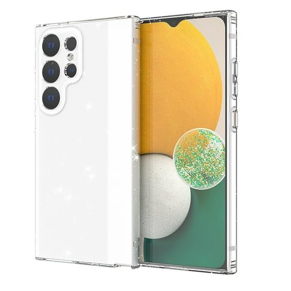 Compatible with Samsung Galaxy S24 Ultra Case, Clear Glitter Sparkle Soft TPU Shockproof Protective Cute Slim Thin Bling Sparkly Phone Cases Cover for Women Girls,Clear