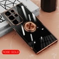 thumbnail image 1 of Compatible with Samsung Galaxy S24 Ultra Case Clear Shockproof Silicone Phone Cases with Ring Holder,[Supports Magnetic Car Mount] Magnetic 360 Rotation Kickstand Soft TPU Protective Cover,Rosegold, 1 of 10