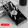 thumbnail image 1 of Compatible with Samsung Galaxy S24 Ultra Case Clear Shockproof Silicone Phone Cases with Ring Holder,[Supports Magnetic Car Mount] Magnetic 360 Rotation Kickstand Soft TPU Protective Cover,Silver, 1 of 10