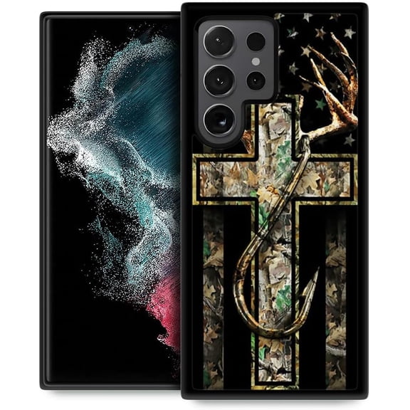 Compatible with Samsung Galaxy S24 Ultra Case, Forest Antler Flag Anti-Skid and Shockproof Protective Case for Men/Women, Soft Silicone Rubber+Hard PC Back Cover Compatible with Samsung S24 Ultra