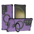 thumbnail image 1 of Compatible with Samsung Galaxy S24 Ultra Case, Slim Soft TPU Hard PC Phone Cases Fit for Samsung Galaxy S24 Ultra Compatible with MagSafe Magnetic Rotating Ring Kickstand Stand Matte Case, Purple, 1 of 10