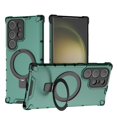 thumbnail image 1 of Compatible with Samsung Galaxy S24 Ultra Case, Slim Soft TPU Hard PC Phone Cases Fit for Samsung Galaxy S24 Ultra Compatible with MagSafe Magnetic Rotating Ring Kickstand Stand Matte Case, Green, 1 of 10