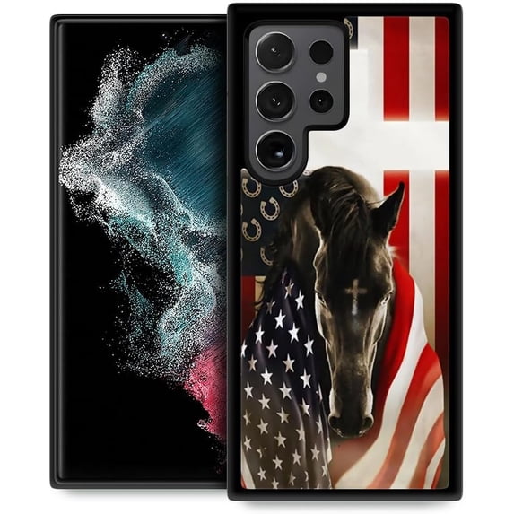 Compatible with Samsung Galaxy S24 Ultra Case, Stallion Cross USA Flag ...
