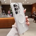 thumbnail image 1 of Compatible with Samsung Galaxy S24 Ultra Magnetic Case, [With Metal Camera Ring Stand][Compatible with Mag-safe] [Translucent Matte] Anti-fall Shockproof Protective SkinFeel Phone Case,White, 1 of 8