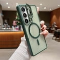 thumbnail image 1 of Compatible with Samsung Galaxy S24 Ultra Magnetic Case, [With Metal Camera Ring Stand][Compatible with Mag-safe] [Translucent Matte] Anti-fall Shockproof Protective SkinFeel Phone Case,Darkgreen, 1 of 9