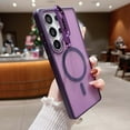thumbnail image 1 of Compatible with Samsung Galaxy S24 Ultra Magnetic Case, [With Metal Camera Ring Stand][Compatible with Mag-safe] [Translucent Matte] Anti-fall Shockproof Protective SkinFeel Phone Case,Darkpurple, 1 of 8