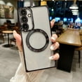 thumbnail image 1 of Compatible with Samsung Galaxy S24 Ultra Magnetic Clear Case,[Camera Lens Protection] Luxury Plating MagSafe Cover for Women Girls Soft Shockproof Protective for Samsung Galaxy S24 Ultra - Black, 1 of 6