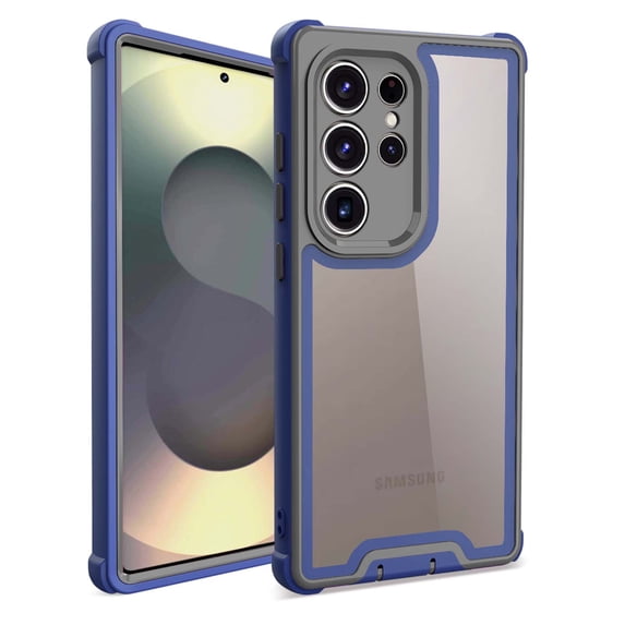 Compatible With Samsung Galaxy S24 Ultra Phone Case,Heavy Duty Durable 4-Layer,Transparent Backplane,Military Grade Drop Protection Shockproof Anti-fall Rugged Bicolor Vivid Phone Case,Darkblue