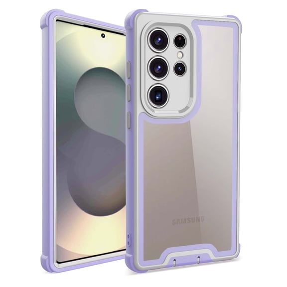 Compatible With Samsung Galaxy S24 Ultra Phone Case,Heavy Duty Durable 4-Layer,Transparent Backplane,Military Grade Drop Protection Shockproof Anti-fall Rugged Bicolor Vivid Phone Case,Lightpurple