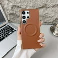 thumbnail image 1 of Compatible With Samsung Galaxy S24 Ultra Phone Case,Luxurious Electroplated Frame Design,Support for Mag-Safe,PU Leather Ultra Slim Shockproof Rugged Anti-fall Magnetic Hard PC Phone Case,Brown, 1 of 8