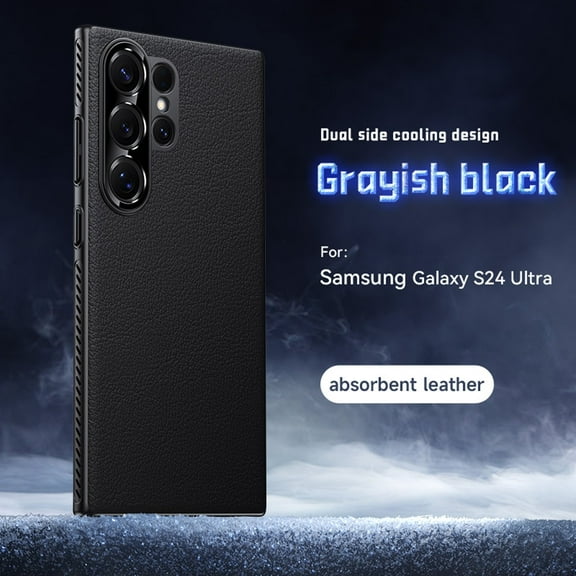 Compatible with Samsung Galaxy S24 Ultra Phone Case,Side Heat Dissipation,Precision Hole Lens Protection,PU Leather Shockproof Scratch Resistant Ultra Slim Rugged Durable Phone Case,Black