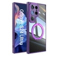 thumbnail image 1 of Compatible for Samsung Galaxy S24 Ultra Phone Case with Stand, Rotatable Ring Holder Kickstand Rugged Shockproof Protective Cover Case with Camera Lens Protector for Galaxy S24 Ultra, Darkpurple, 1 of 10