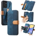 thumbnail image 1 of Compatible with Samsung Galaxy S24 Ultra Wallet Case with RFID Blocking Card Holder Fashion PU Leather Contractible Wrist Kickstand Shockproof Anti-fall Flip Phone Case Cover,Blue, 1 of 10