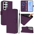 thumbnail image 1 of Compatible with Samsung Galaxy S24 Ultra Wallet Case with RFID Blocking Credit Card Holder, PU Leather Folio Flip Kickstand Protective Shockproof Anti-fall Phone Case Cover Women Men,Violet, 1 of 12