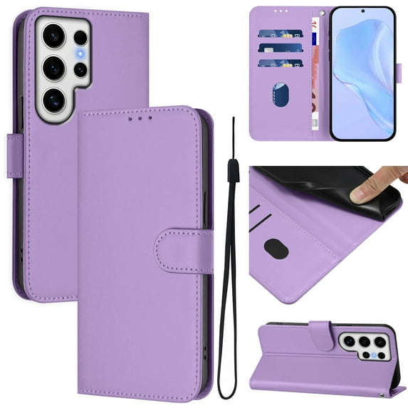Compatible with Samsung Galaxy S24 Ultra Wallet Case with RFID Blocking Credit Card Holder, PU Leather Folio Flip Kickstand Protective Shockproof Anti-fall Phone Case Cover Women Men,Lavender