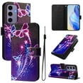 thumbnail image 1 of Compatible for Samsung Galaxy S24 Wallet Case, Painting Pattern Premium PU Leather [Credit Card Holder] [Wrist Strap] Flip Stand Feature Purse Case Full Protective Pattern Cover, Butterfly, 1 of 14