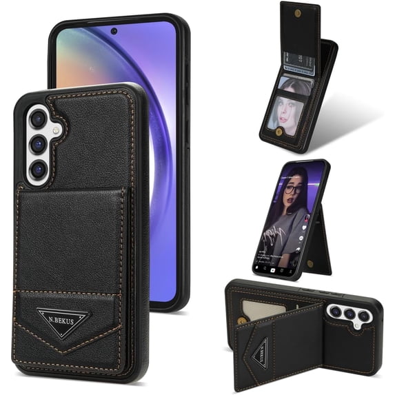 Compatible with Samsung Galaxy S24 Wallet Case with RFID Blocking Card Slots Buckle Flip PU Leather Shockproof Protective Phone Cover for Galaxy S24 5G Case Wallet(Black-6.2 inch)