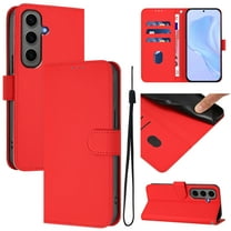 Compatible with Samsung Galaxy S24 Wallet Case with RFID Blocking Credit Card Holder, PU Leather Folio Flip Kickstand Protective Shockproof Anti-fall Phone Case Cover Women Men,Red