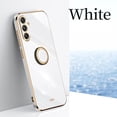 thumbnail image 1 of Compatible with Samsung Galaxy S25 Case Finger Ring Kickstand for Women Girls Rose Gold Edge Full Body Protection Plating Electroplate Case for Samsung Galaxy S25, White, 1 of 7