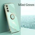 thumbnail image 1 of Compatible with Samsung Galaxy S25 Case Finger Ring Kickstand for Women Girls Rose Gold Edge Full Body Protection Plating Electroplate Case for Samsung Galaxy S25, Green, 1 of 7