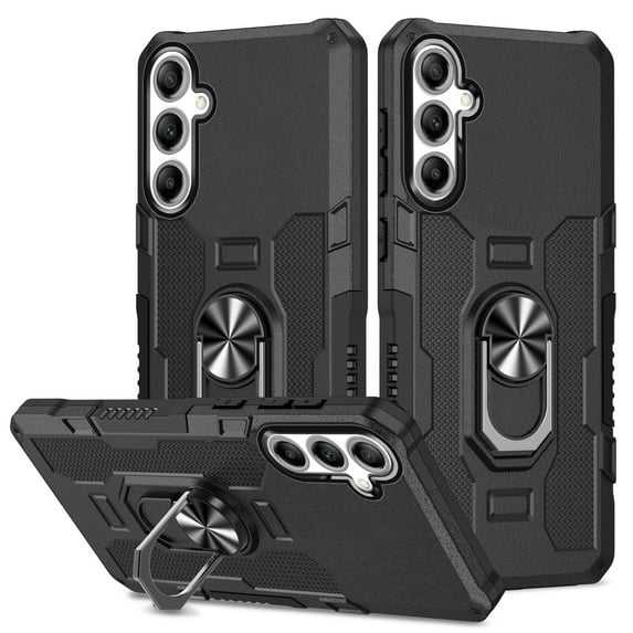 Compatible for Samsung Galaxy S25 Case with Kickstand & Slide Camera Cover, Built-in 360° Rotate Ring Stand Magnetic Car Military Grade Shockproof Phone Cover Case for Samsung Galaxy S25,Black