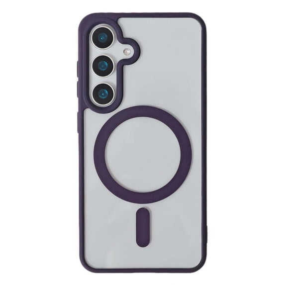Compatible WIth Samsung Galaxy S25 Clear Phone Case,Support Mag-Safe,Shockproof Ultra Slim Thin Fit Anti-fall Transparent Scratch-Resistant Rugged Phone Case Cover,Darkpurple