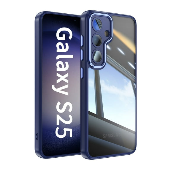 Compatible with Samsung Galaxy S25 Edge Phone Case,Built-in Lens Camera Protector,Transparent Back Design,Ultra Slim Shockproof Protection Anti-Scratch TPU Bumper Thin Fit Phone Case,Blue