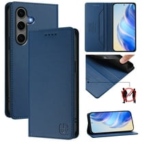 Compatible for Samsung Galaxy S25 FE Wallet Case PU Leather Folio Flip Cover with RFID Blocking Credit Card Holder, Kickstand Protective Shockproof Cover Purse Phone Case, Darkblue