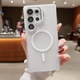 thumbnail image 1 of Compatible with Samsung Galaxy S25+ Magnetic Case, [With Metal Camera Ring Stand][Compatible with Mag-safe] [Translucent Matte] Shockproof Protective SkinFeel Phone Case,White, 1 of 8