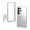 thumbnail image 1 of Compatible with Samsung Galaxy S25 Metal Bumper Phone Case,With Camer Lens Protector,Raised Edge Protection,Shockproof Anti-fall Protection Non-slip Rugged Frame No-Back Phone Case,Silver, 1 of 7