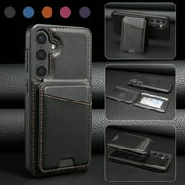 Compatible With Samsung Galaxy S25 Phone Case,Back Magnetic Detachable Flip Wallet,Compatible With Magsafe,With Kickstand,Card Slots,PU Leather Shockproof Rugged Phone Case Cover,Black