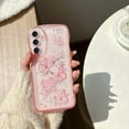 thumbnail image 1 of Compatible with Samsung Galaxy S25 Phone Case,Glitter Bling Shiny Star Sequin Butterfly Printing,Matte Cute Curly Wavy Frame,Shockproof Anti-fall Soft TPU Aesthetic Clear Phone Case,Pink, 1 of 10
