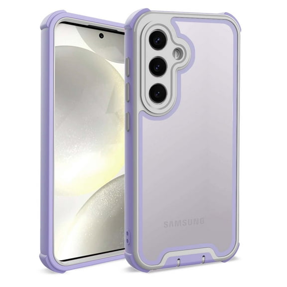 Compatible With Samsung Galaxy S25 Phone Case,Heavy Duty Durable 4-Layer,Transparent Backplane,Military Grade Drop Protection Shockproof Anti-fall Rugged Bicolor Vivid Phone Case,Lightpurple