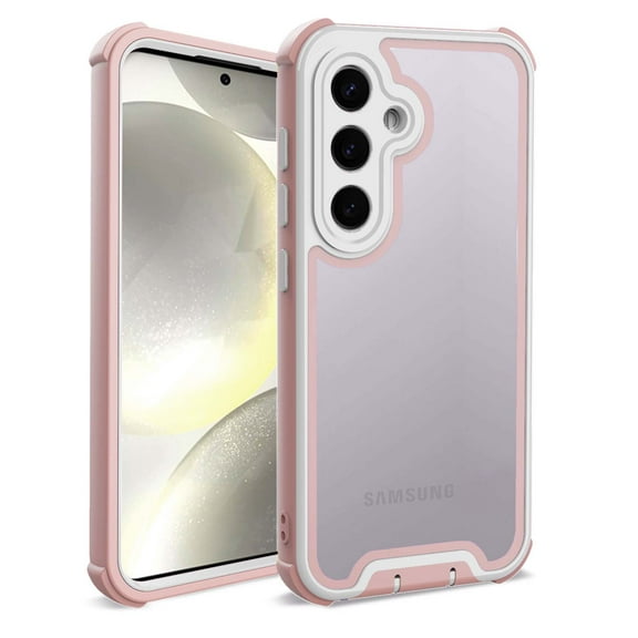 Compatible With Samsung Galaxy S25 Phone Case,Heavy Duty Durable 4-Layer,Transparent Backplane,Military Grade Drop Protection Shockproof Anti-fall Rugged Bicolor Vivid Phone Case,Rosegold