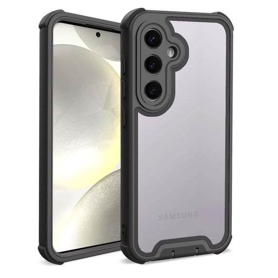 Compatible With Samsung Galaxy S25 Phone Case,Heavy Duty Durable 4-Layer,Transparent Backplane,Military Grade Drop Protection Shockproof Anti-fall Rugged Bicolor Vivid Phone Case,Black