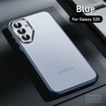 thumbnail image 1 of Compatible With Samsung Galaxy S25 Phone Case,Metal Button and Metal Photo Frame,Frosted Translucent Anti-Fingerprint Shockproof Ultra Slim Rugged Skin Feel Phone Case Cover,Darkblue, 1 of 7