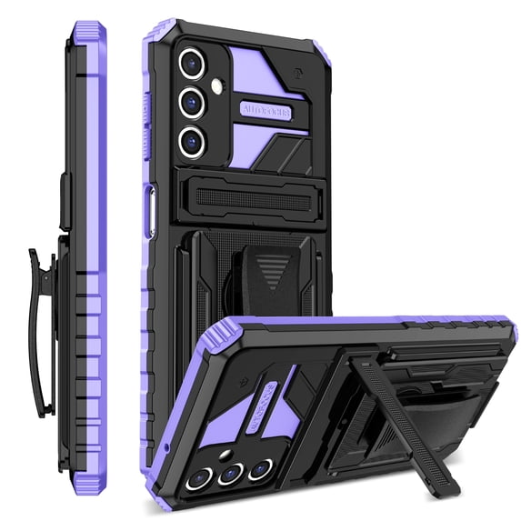 Compatible with Samsung Galaxy S25 Plus Back Case, 360 Rotating Removable Belt Clip & Hidden Kickstand & Hard PC + Soft TPU & Anti-fall & Shock Absorption Phone Case for Galaxy S25 Plus, Purple