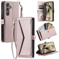 thumbnail image 1 of Compatible with Samsung Galaxy S25 Plus Envelope Style Wallet Case, with Wrist Strap and Crossbody Strap, Flip Card Holder Stand Rugged Cell Phone Cover for Samsung Galaxy S25 Plus Women Men -Rosegold, 1 of 1