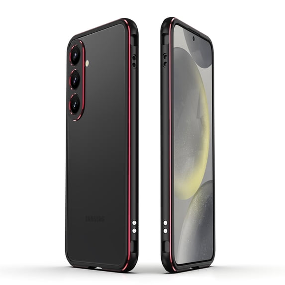 Compatible with Samsung Galaxy S25 Plus Metal Frame + Metal Camera Cover, Anti-drop Anti-fall Shockproof Heat Dissipation Luxury Aluminum Alloy, No Back, for Samsung Galaxy S25 Plus, Red+Black