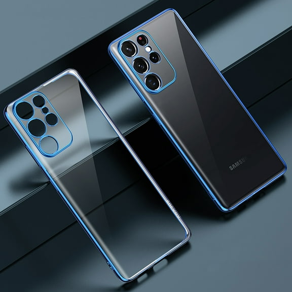 Compatible with Samsung Galaxy S25 Plus Slim Clear Case, Luxury Transparent Plating Ultra-Thin Bumper Minimalist Design Anti-Scratch for Men Women for Samsung Galaxy S25 Plus, Blue