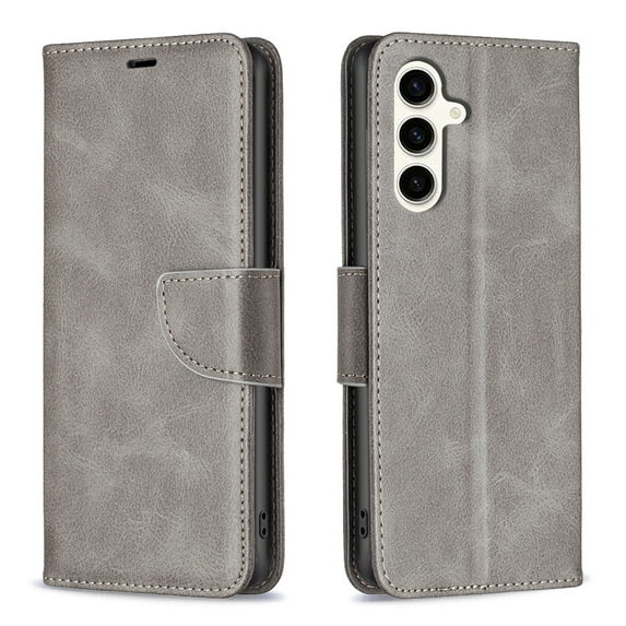 Compatible with Samsung Galaxy S25 Plus Wallet Case for Women Man, Premium PU Leather Folio Flip Case with Card Holders Kickstand Wrist Strap, Luxury Shockproof Protective Phone Cover, Gray