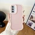 thumbnail image 1 of Compatible with Samsung Galaxy S25 Silicone PC Case, Curly Wave Frame Non-Slip Translucent Matte Easier Grip Shockproof Wireless Charging Phone Case Cover for Girls Women, Pink, 1 of 6
