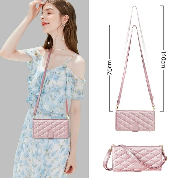 Compatible with Samsung Galaxy S25 Ultra Case for Girls Women, with Shoulder Lanyard Hand Strap Cards Holder Zipper Pocket Stand Shockproof Stylish Phone Case for Samsung Galaxy S25 Ultra, Rosegold