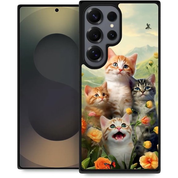 Compatible with Samsung Galaxy S25 Ultra Case, Pattern Design Hard PC Back Cover Non-Slip Shock Absorption Soft TPU Protective Case for Samsung Galaxy S25 Ultra 6.9inch-Cats Selfie