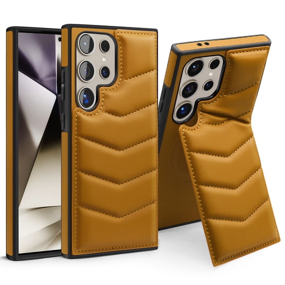 Compatible with Samsung Galaxy S25 Ultra Case Wallet with Credit Card Holder, Premium PU Leather Magnetic Clasp Kickstand RFID Blocking Flip Cover Card Slots Heavy Duty Protective Cover,Brown