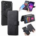 thumbnail image 1 of Compatible With Samsung Galaxy S25 Ultra Detachable Magnetic Wallet Phone Case,Flip Folding Kickstand,With Card Slots,Cash Pocket,PU Leather Shockproof Anti-fall Rugged Case Cover,Black, 1 of 9